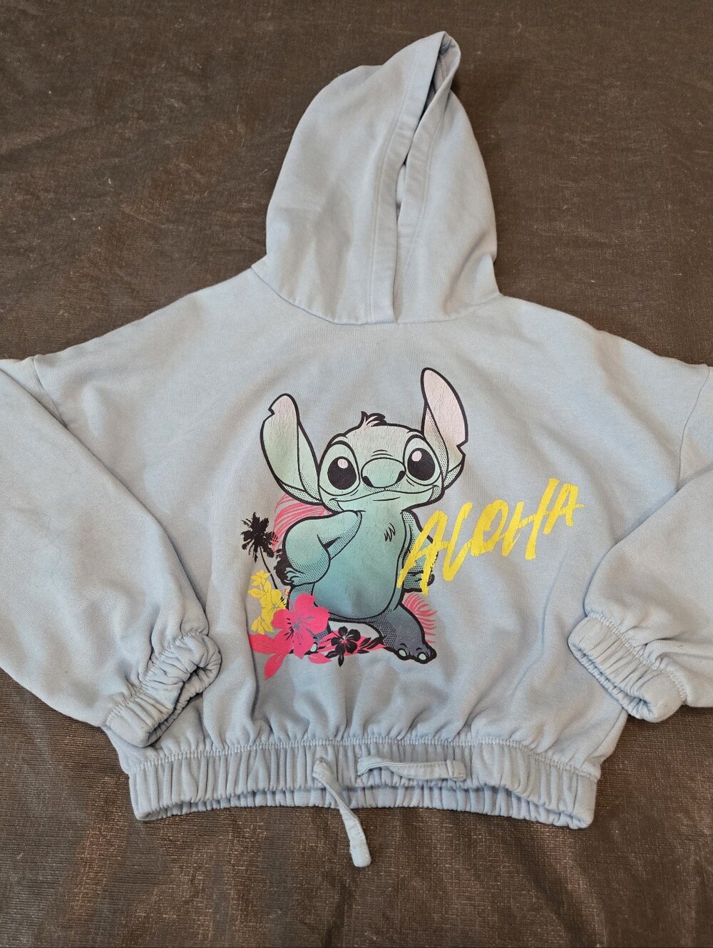 Disney Light Blue Kids Hoodie with Stitch Aloha Graphic